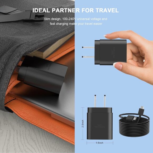 Galaxy S24 Ultra Charger Super Fast Charging, 3 Pack 25W USB C Wall Chargers - Picture 8 of 9